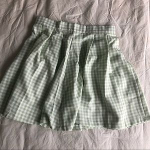 Mint green gingham pleated skirt